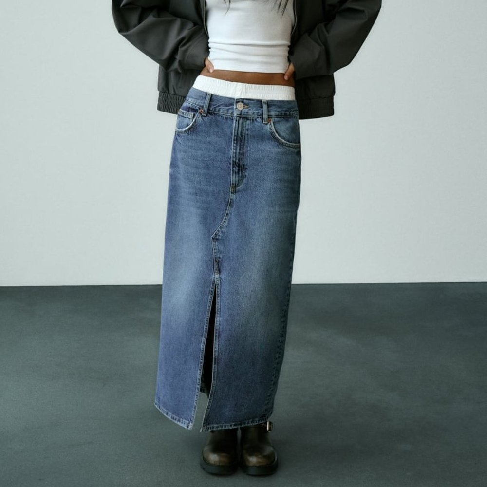 ZARA DENIM SKIRT BLUE (Boxer portion removed)